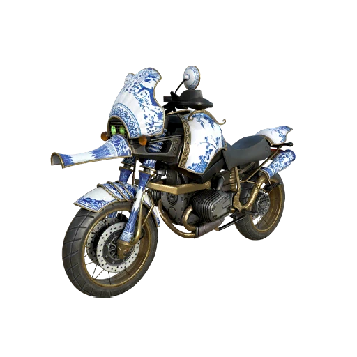 Gold Porcelain 2-Seat Motorcycle